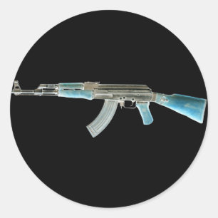 Sticker Rond AK-47 Bleu négatif