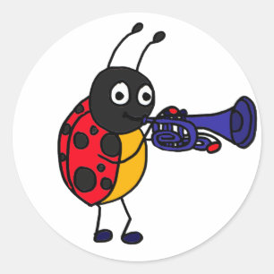 Sticker Rond AK- coccinelle jouant la bande dessinée de