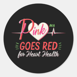 Sticker Rond Aka Pink devient rouge Coeur Santé Costume de sens