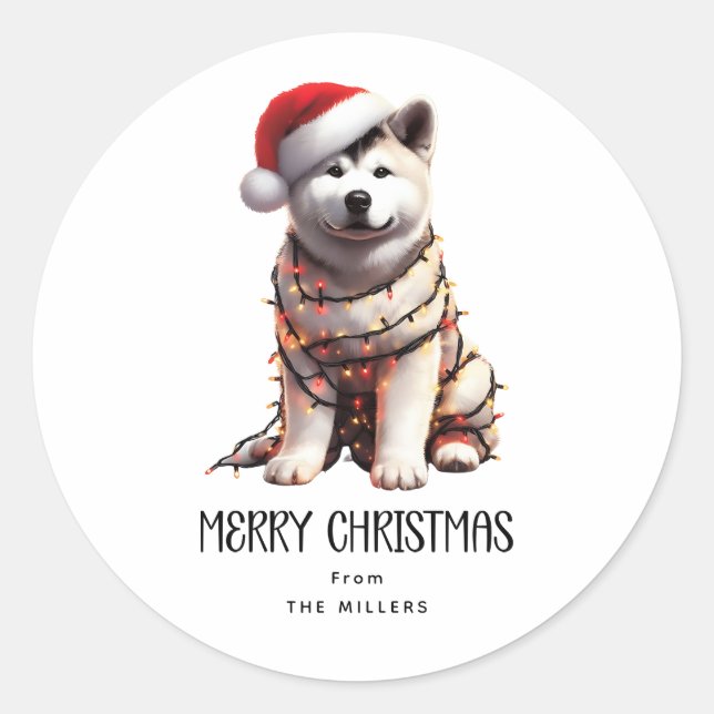 Sticker Rond Akita Christmas Dog (Devant)