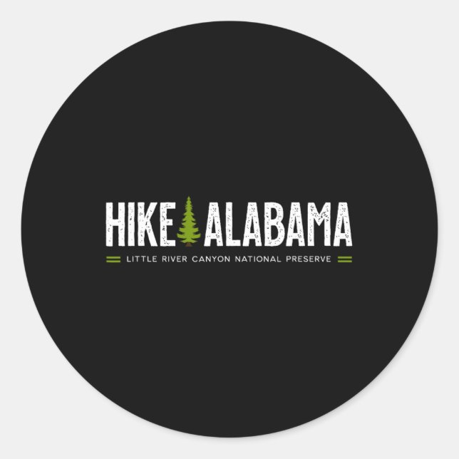 Sticker Rond Alabama Hike Little River Canyon Tree Retro Graphi (Devant)