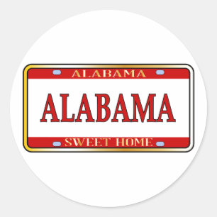 Sticker Rond Alabama Nom de l'État Plaque de licence