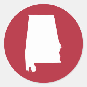 Sticker Rond Alabama rouge et blanc