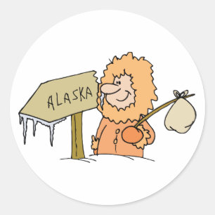 Sticker Rond Alaska AK Alaskan Eskimo Vintage voyage Souvenir
