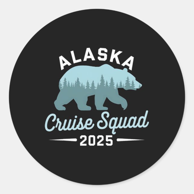 Sticker Rond Alaska Cruise Squad 2025 Famille Vacation Correspo (Devant)