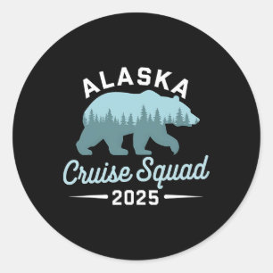 Sticker Rond Alaska Cruise Squad 2025 Famille Vacation Correspo