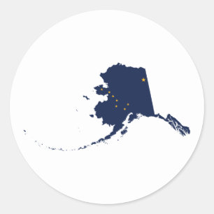 Sticker Rond Alaska en bleu et or