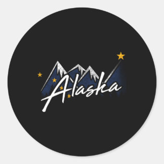 Sticker Rond Alaska Flag Mountains État en détresse