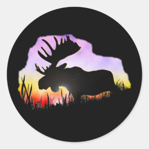 Sticker Rond Alaska Moose Sillouette