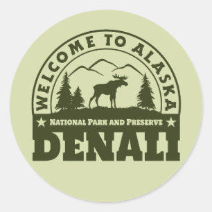 Sticker Rond Alaska. Parc national et réserve de Denali