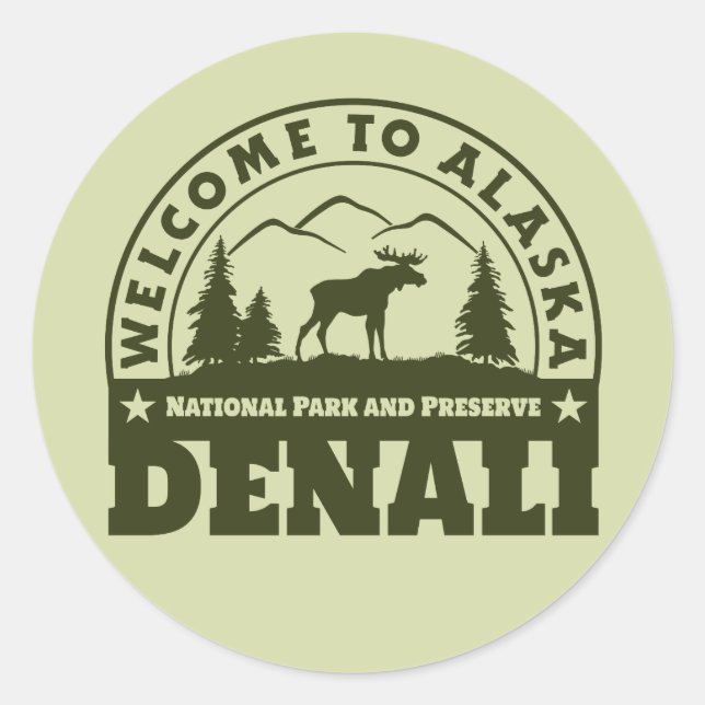 Sticker Rond Alaska. Parc national et réserve de Denali (Devant)