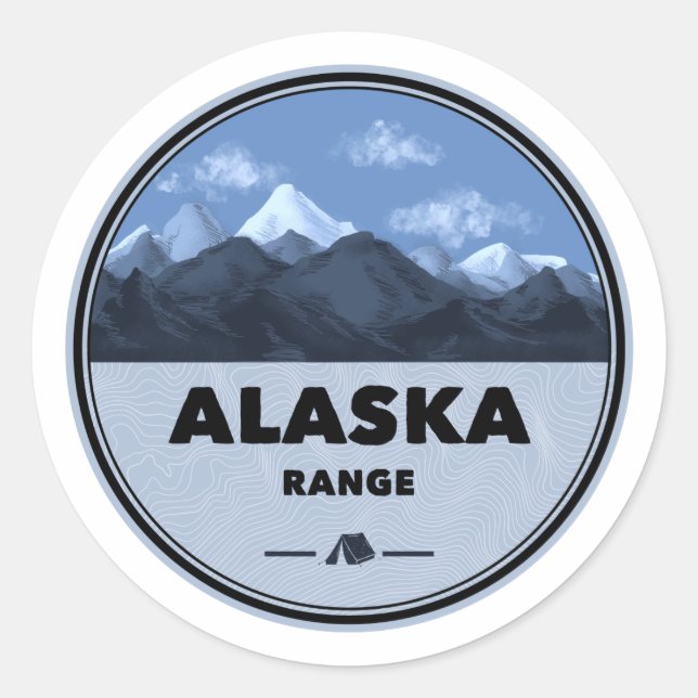 Sticker Rond Alaska Range Camping (Devant)