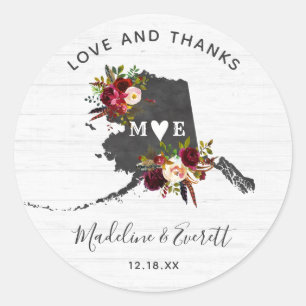Sticker Rond Alaska State Destination Barn Mariage Merci