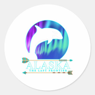 Sticker Rond Alaska State Pride Alaska Northern Lights Alaskan
