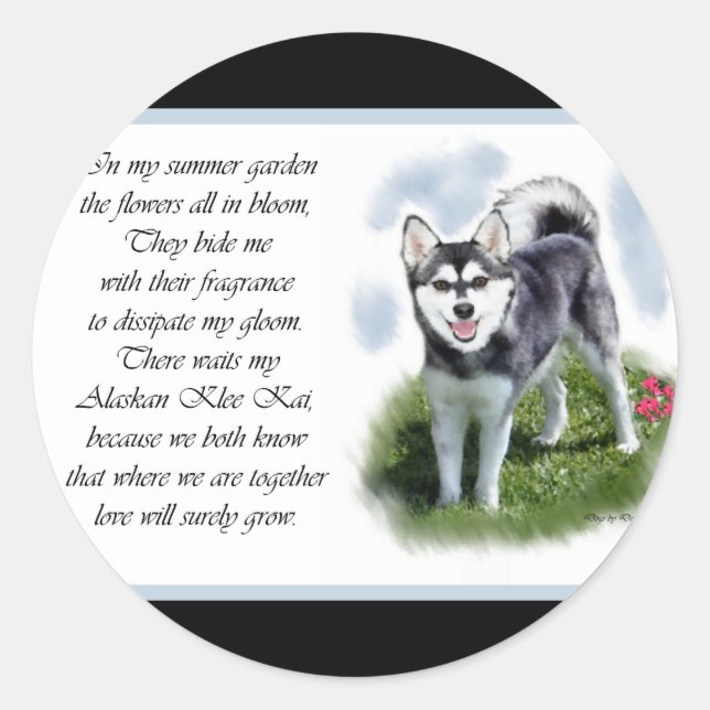 Sticker Rond Alaskan Klee Kai Cadfts (Devant)