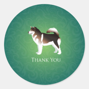 Sticker Rond Alaskan Malamute Chien Merci conception