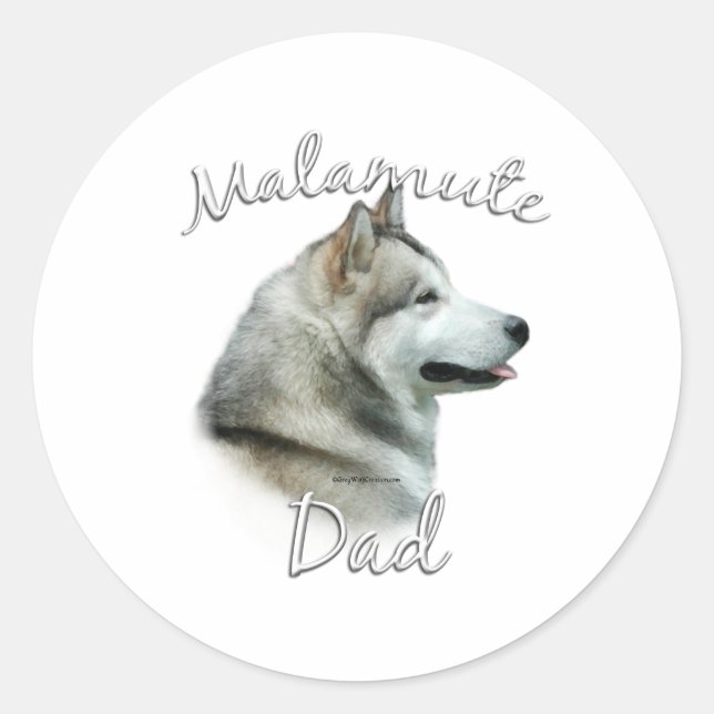 Sticker Rond Alaskan Malamute papa 2 (Devant)