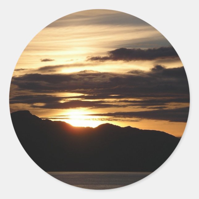 Sticker Rond Alaskan Sunset III Belle photographie de l'Alaska (Devant)
