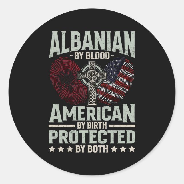 Sticker Rond Albanais Par Blood American By Birth Albanie (Devant)