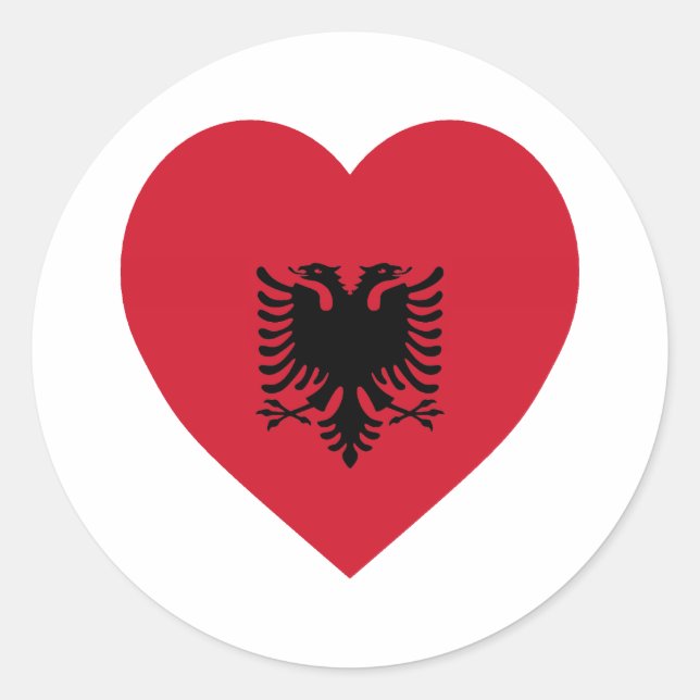 Sticker Rond Albanie - Coeur du drapeau (Devant)