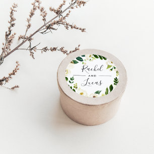 Sticker Rond Albâtre Mariage de couronne botanique