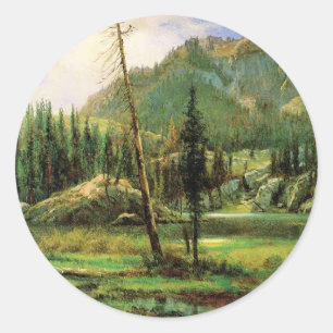 Sticker Rond Albert Bierstadt - Montagnes de Sierra Nevada,