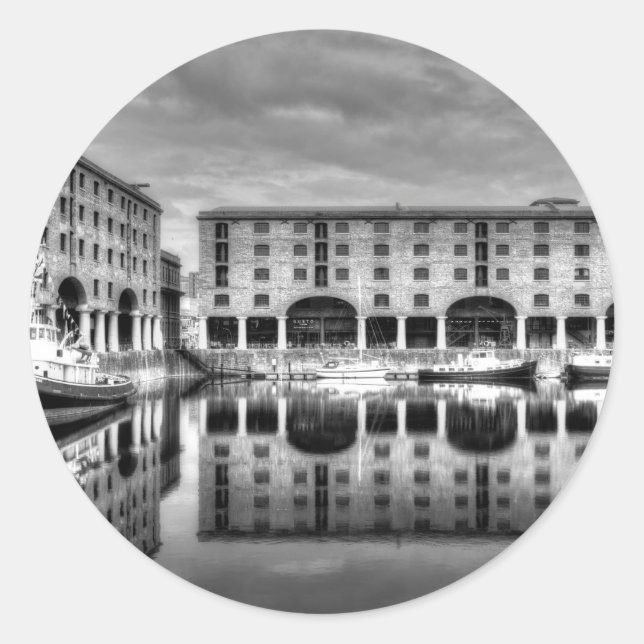 Sticker Rond Albert Dock Liverpool Réflexions (Devant)