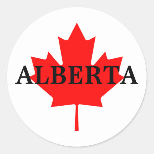 Sticker Rond Alberta avec Maple Leaf