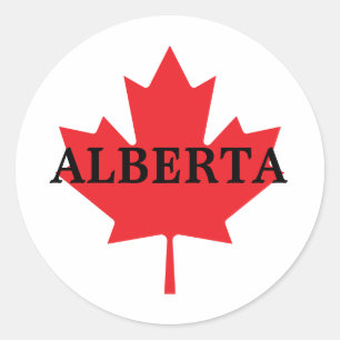 Sticker Rond Alberta avec Maple Leaf