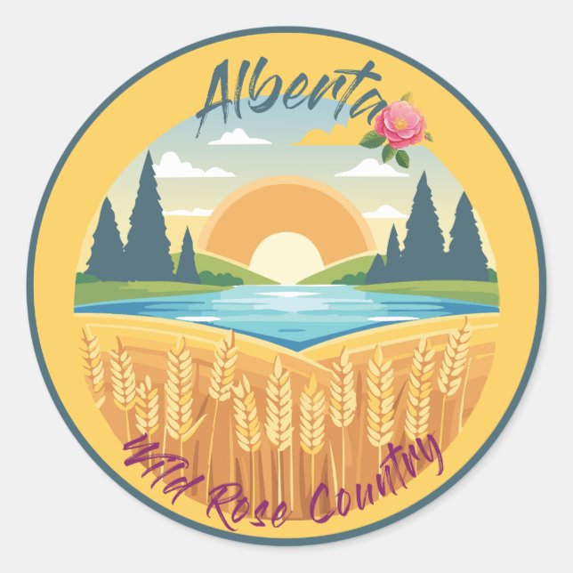 Sticker Rond Alberta : Pays Rose sauvage (Devant)