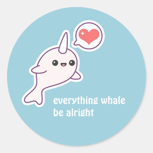 Sticker Rond Albino Narwhal (Devant)