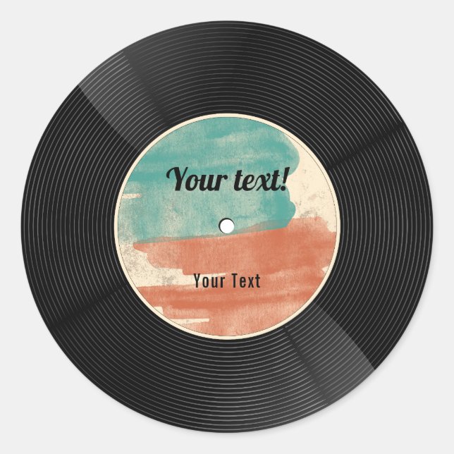 Sticker Rond Album musical Retro Vinyl Record (Devant)