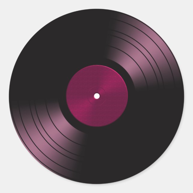 Sticker Rond Album vinyle en rose (Devant)