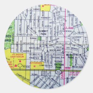 Sticker Rond Albuquerque, carte Vintage NM