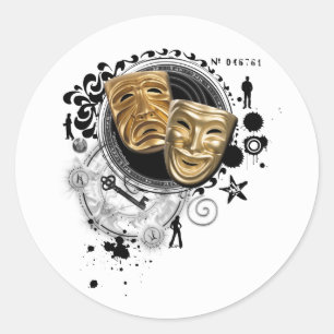 Sticker Rond Alchimie des masques dramatiques