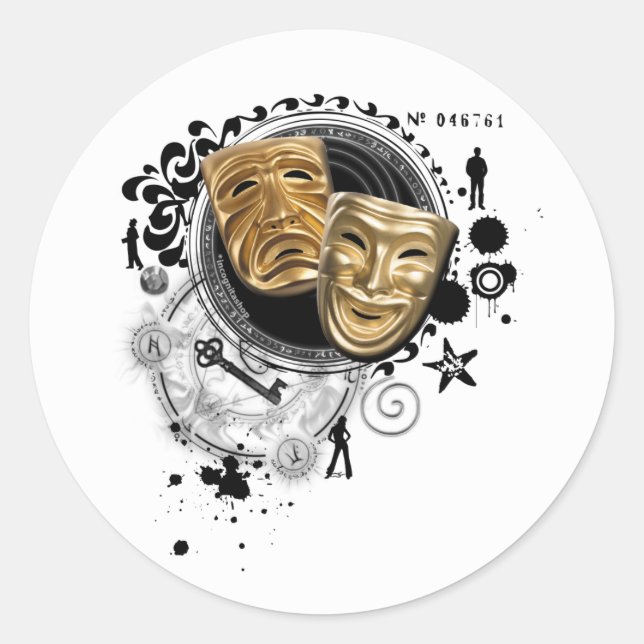 Sticker Rond Alchimie des masques dramatiques (Devant)
