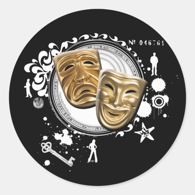 Sticker Rond Alchimie des masques dramatiques (Devant)