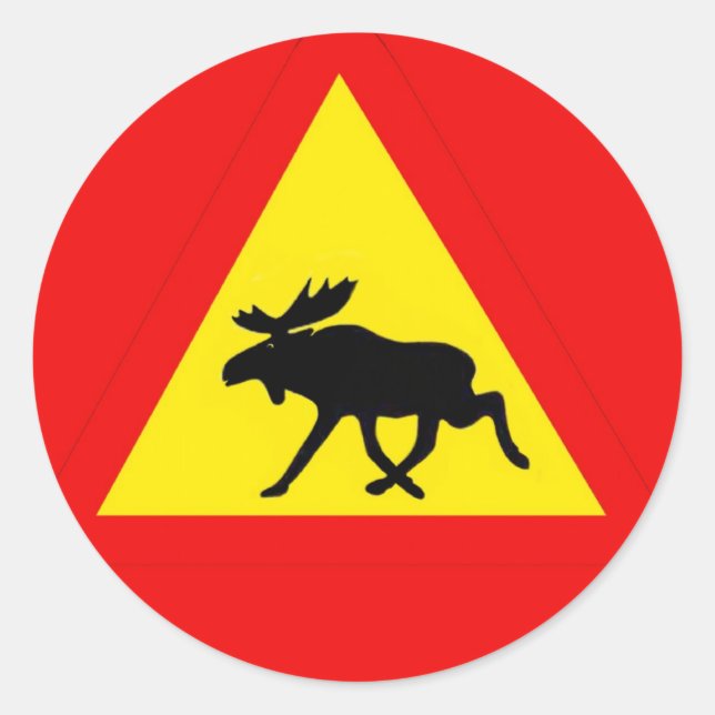 Sticker Rond Alerte à l'élan (Devant)