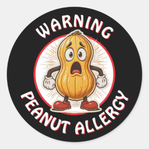 Sticker Rond Alerte allergie aux arachides Avertissement  