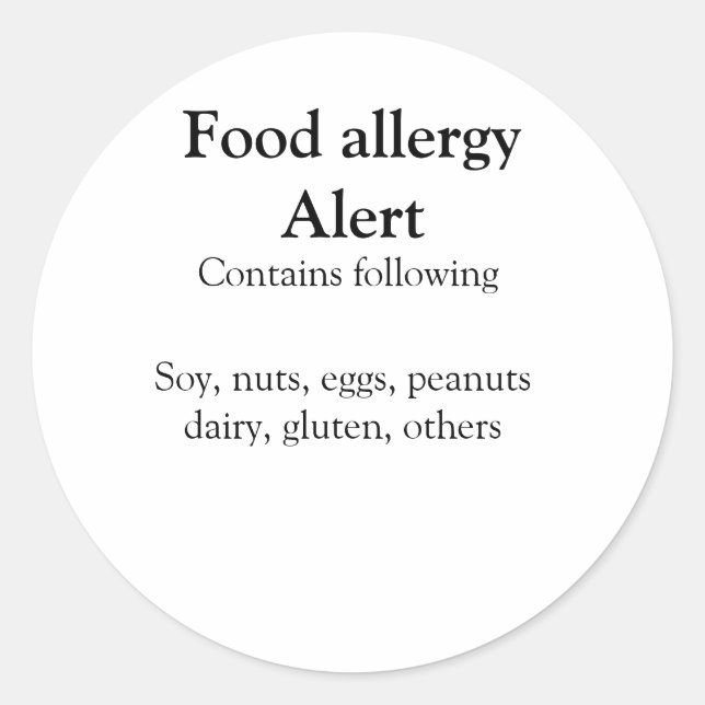Sticker Rond Alerte d'allergie alimentaire ajouter le nom texte (Devant)