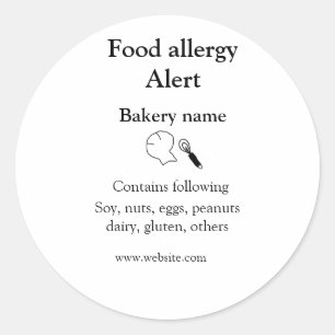 Sticker Rond Alerte d'allergie alimentaire ajouter le nom texte