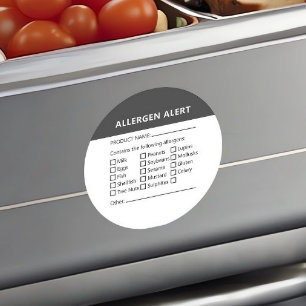 Sticker Rond Alerte d'allergie alimentaire Alerte minimale noir