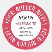 Alerte d'allergie alimentaire personnalisée rouge 