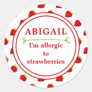 Sticker Rond Alerte d'allergie aux fraises pour enfants
