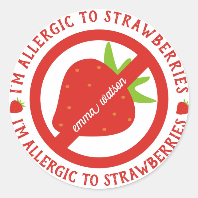Sticker Rond Alerte d'allergie aux fraises pour enfants personn (Devant)