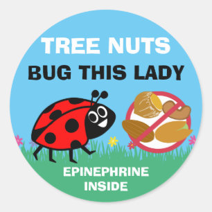 Sticker Rond Alerte d'allergie aux noix d'arbre Épinephrine Lad