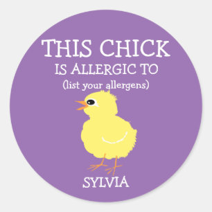 Sticker Rond Alerte d'allergie aux poussins de Pâques personnal