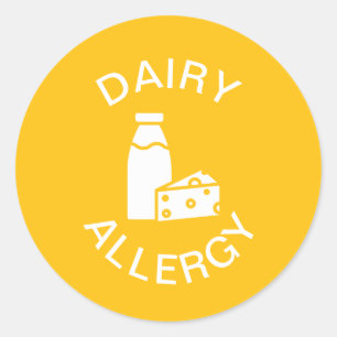 Sticker Rond Alerte d'allergie aux produits laitiers
