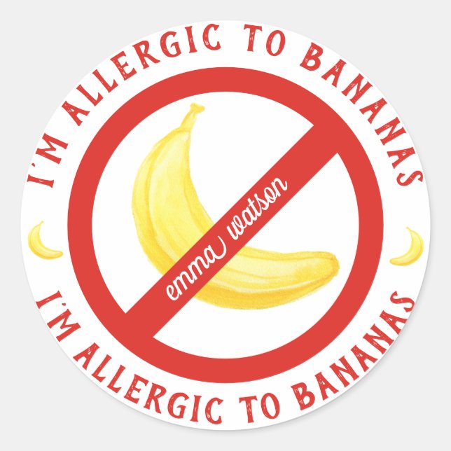 Sticker Rond Alerte d'allergie banane pour enfants personnalisé (Devant)