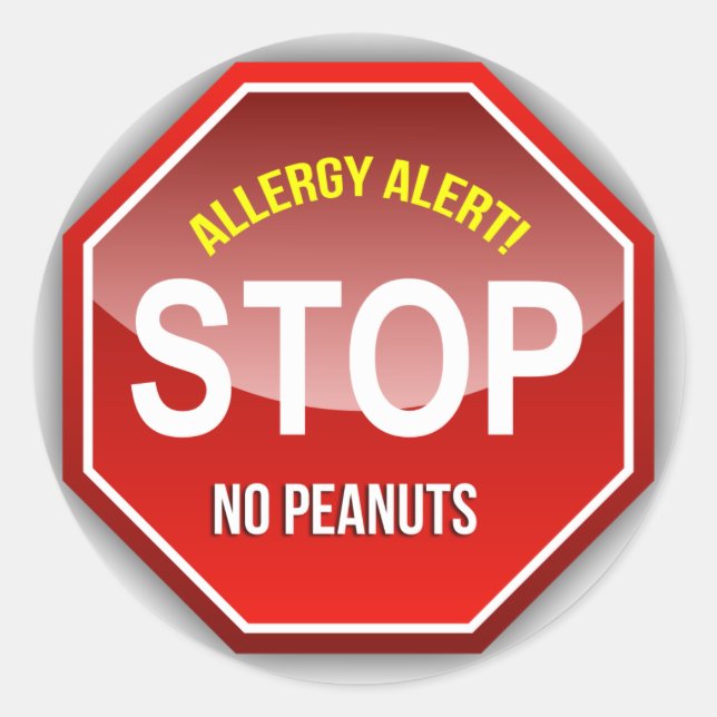 Sticker Rond Alerte d'allergie : Pas de cacahuètes S'il vous pl (Devant)